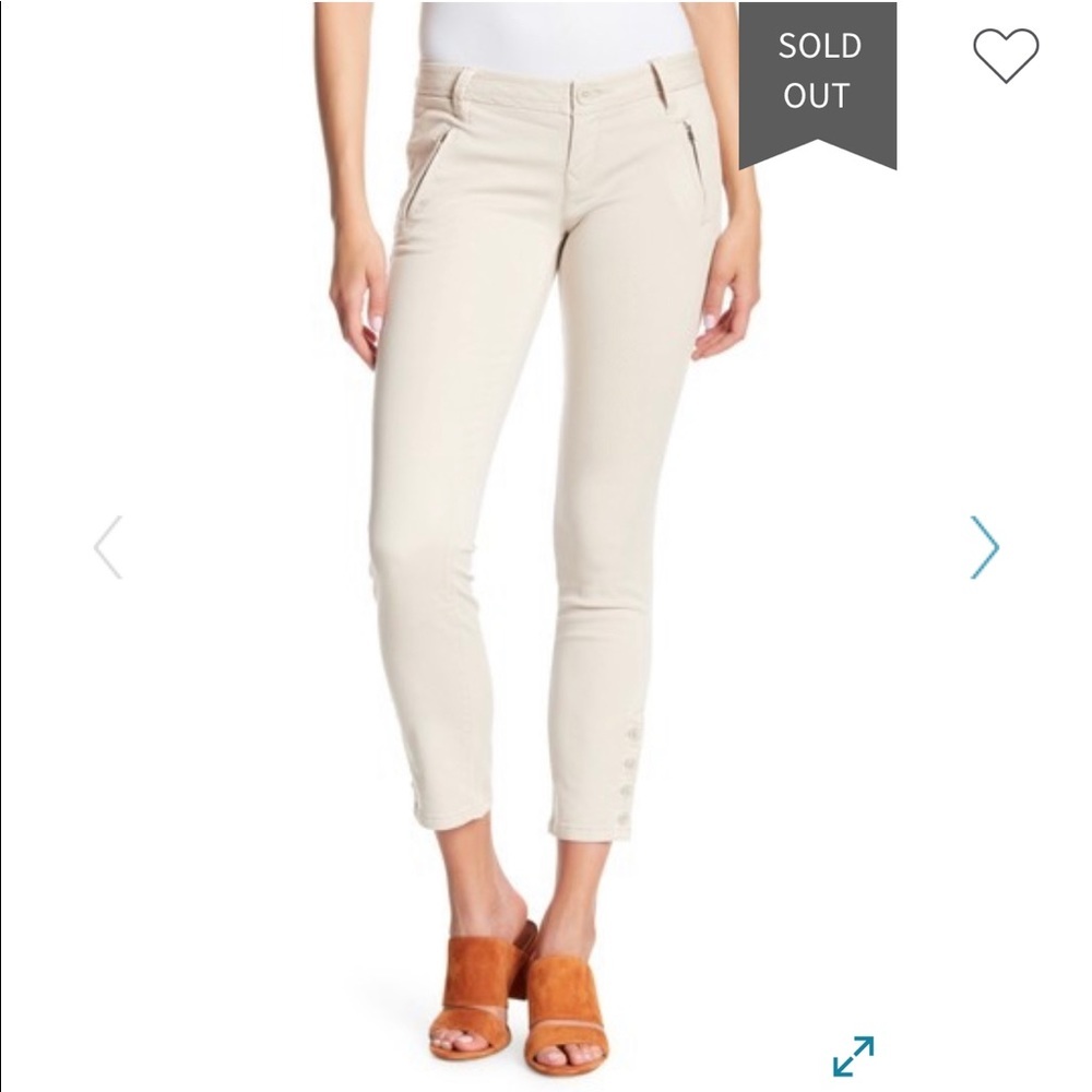 Anthropologie LEVEL 99 Tan Ankle Zipper Slim Twill Pants Jeans 28